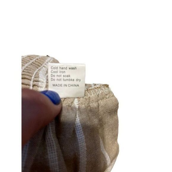 Polly 100% Cotton Tan & White Stripes Bandeau / Crop Top -Size 2 - Picture 16 of 16